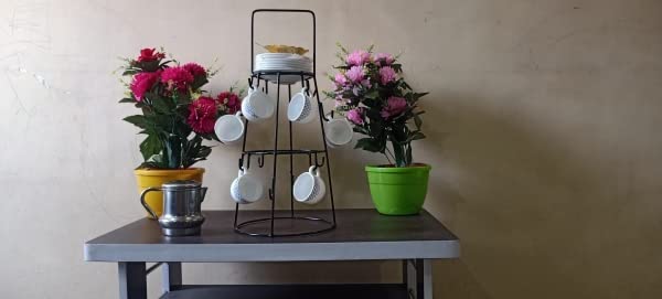green touch Decorative 12 Hook Tea,Coffee and Key Holder Stand,Tea Cup Holder for Kitchen,Coffee Cup Holder Stand,Key Holder Stand for Home,Mug Holder Stand,Kitchen Stand