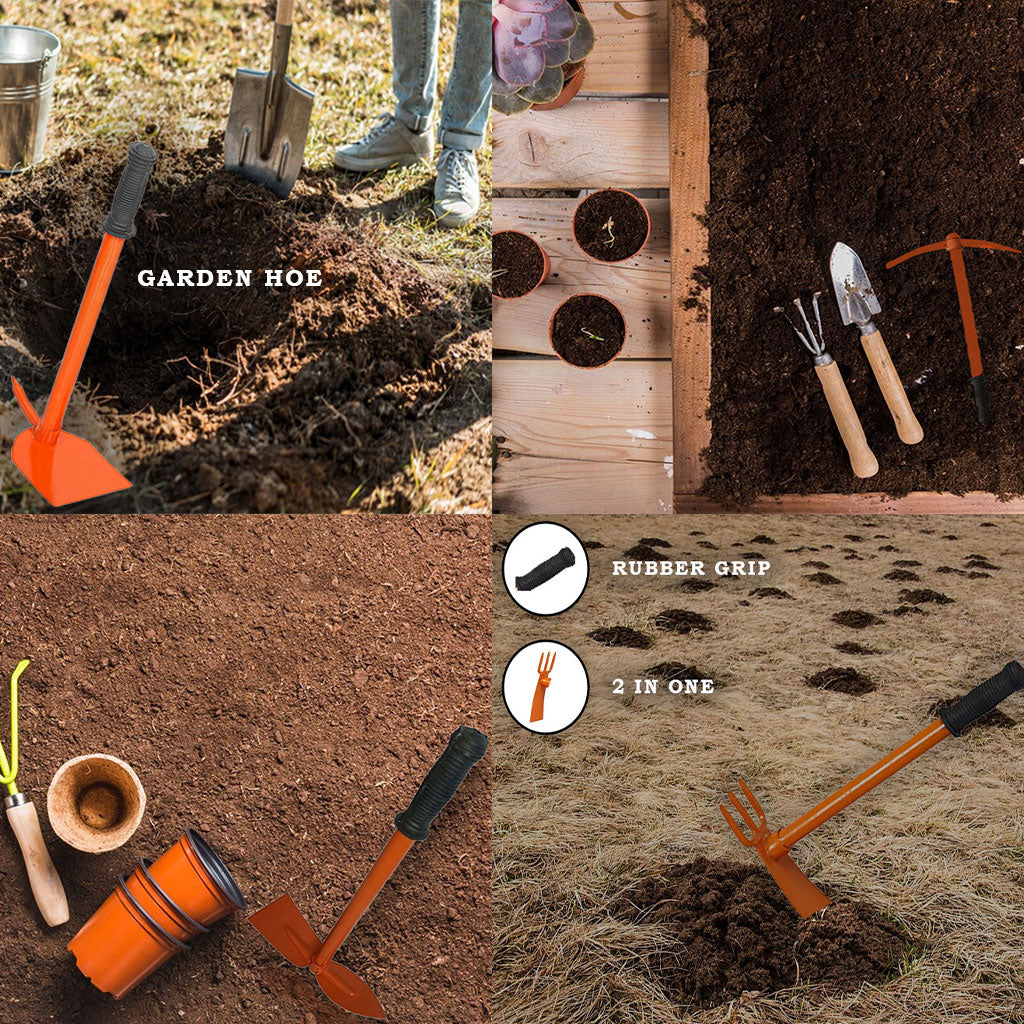Green Touch Combo of 4 Garden Tool Set Includes, Garden Hoe, Garden Tiller, Harden Hand Hoe,Cutter- Set of Required Tools
