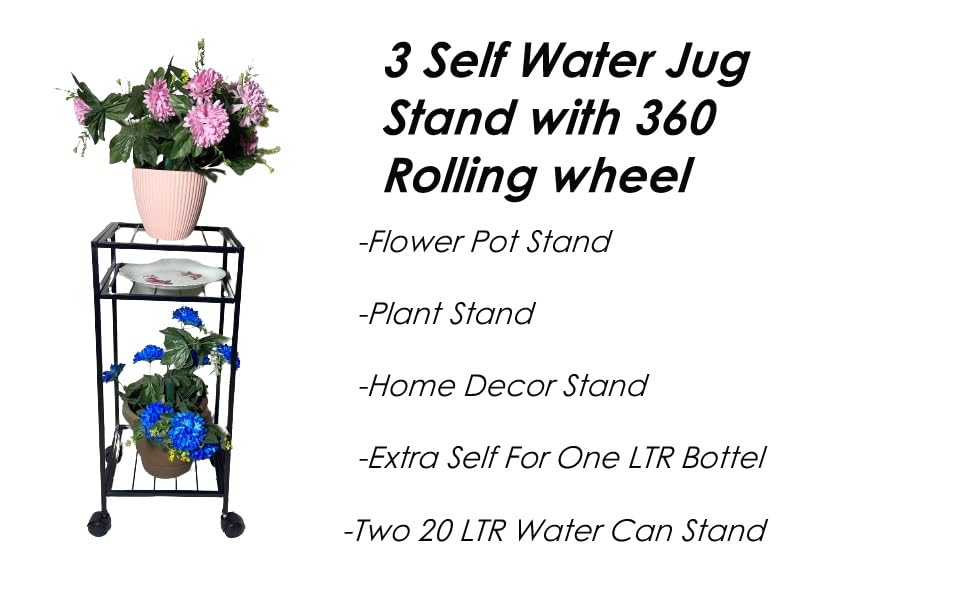 Green Touch Stylish 360° Rolling Flower Pot Stand - Effortless Mobility, Sturdy Design for Indoor/Outdoor Plants. Space-saving Garden Essential!