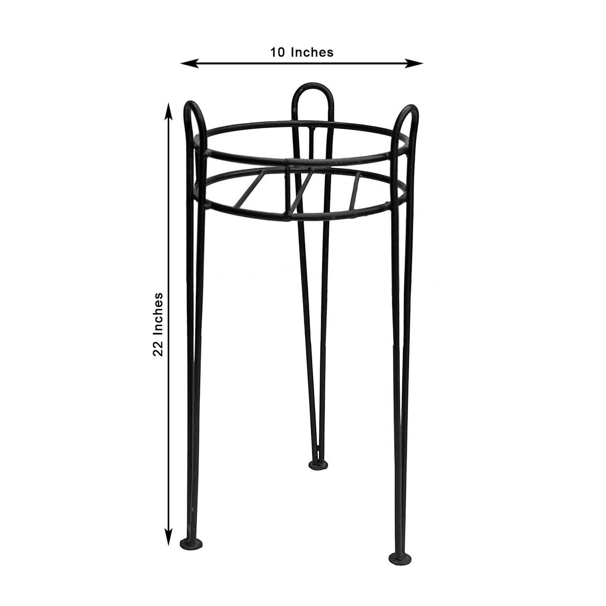 Green Touch Iron Pot Stand, Black, 22 inches Height 10inch Diameter (Pack of 2)