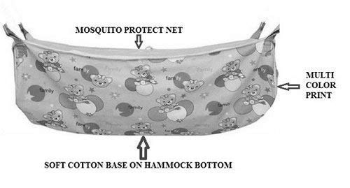 Green Touch  Baby Hammock Ghodiyu/Khoyu Soft Cotton Cloth Swing Cradle Safety with Mosquito Net Cover with Zippe (Orange)