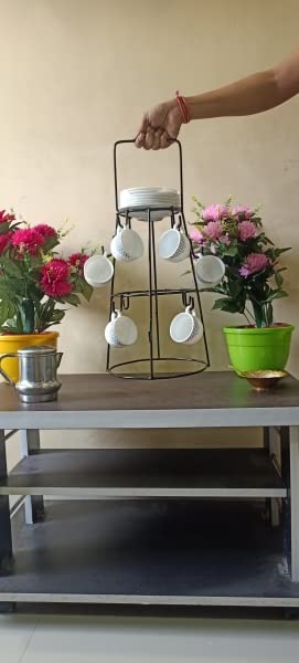 green touch  Decorative 12 Hook Tea,Coffee and Key Holder Stand,Tea Cup Holder for Kitchen,Coffee Cup Holder Stand,Key Holder Stand for Home,Mug Holder Stand,Kitchen Stand