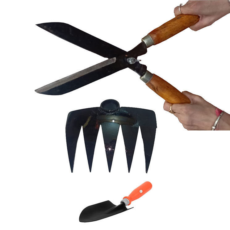 Green Touch  Premium Heavy Dute Garden Grass Cutter with Wooden Handle,Hedge Shear,Lawn Cutter,Garden Pruner,Kassi,Tree Cutter,Gardening tool for cutting, (Hedge Reguler 1)