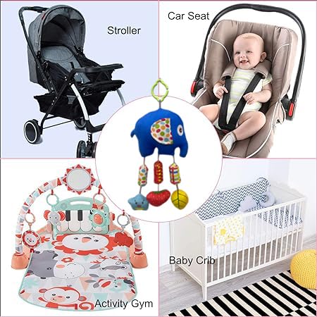 Green Touch Baby Cradle Crib & Stroller Plush Playing Toy Car Hanging Rattles, Hanging Toys,ghodiyu Toy. (Pattern 1)