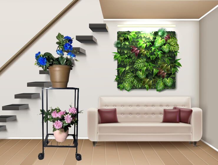 Green Touch  Stylish, sturdy flowerpot holders - Set of 2. Rust-proof, 50KG capacity. Perfect for large pots. Ready-to-use, no assembly required.