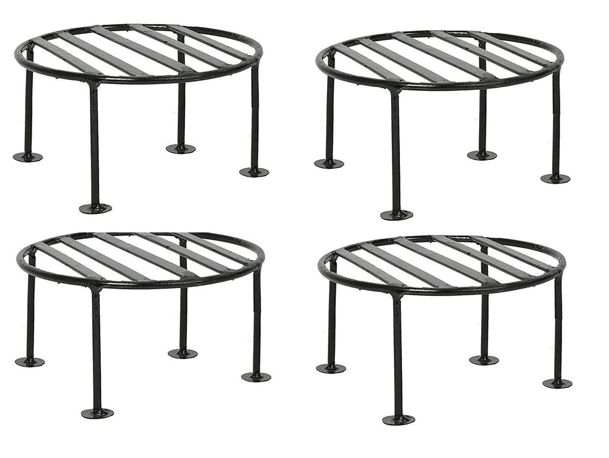 Green Touch Pack of 4 Iron Indoor/Outdoor Flower Pot/Plant Stand for Home Garden Balcony Living Room Decor(Black)