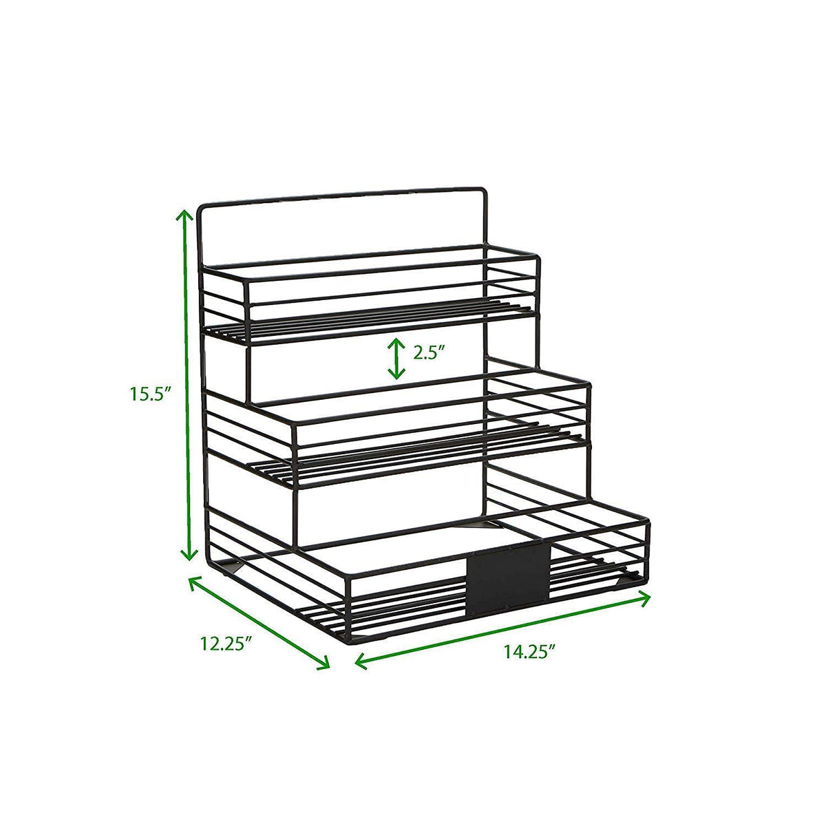 Green Touch 2 In 1 Counter Top And Wall-Mounted 3-Tier Bottle Rack for Spice, Syrup, Water, Wine, and More – Ideal for Kitchen, Office, Restaurant, and Hospital Featuring a Cup Stand 10 Adjustable Hooks