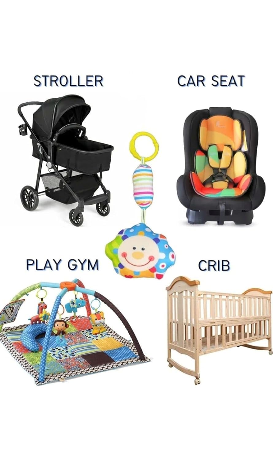 Green Touch Baby Cradle Crib & Stroller Plush Playing Toy Car Hanging Rattles, Hanging Toys,ghodiyu Toy. (Pattern 4)