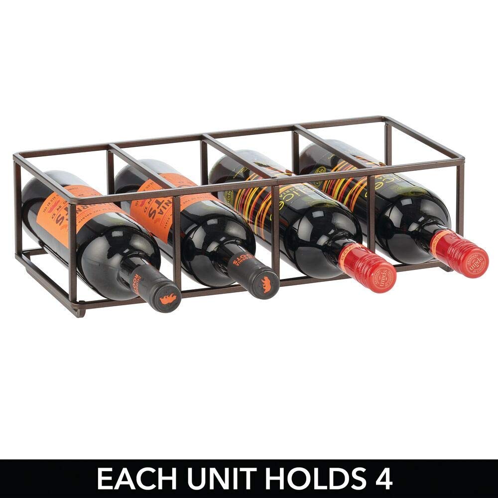 Green Touch  Stackable, Metal Geometric Free-Standing Water Bottle and Wine Rack Storage Organizer for Kitchen Countertops, Pantry, Fridge - Holds 8 Bottles - 2 Pack - Black