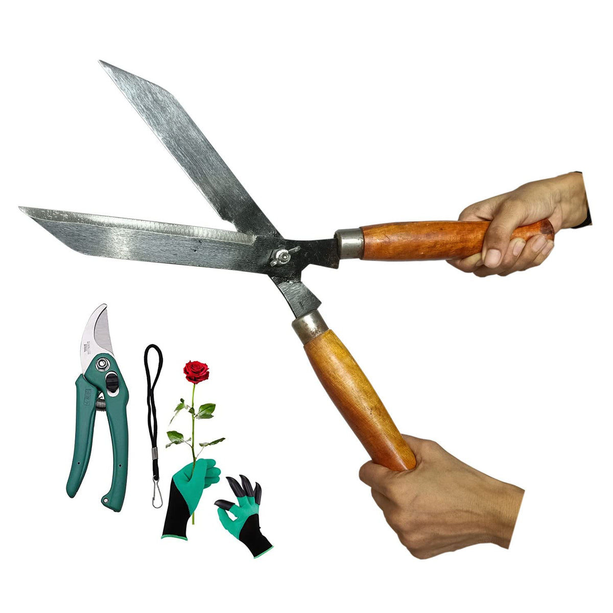 Green Touch  Pack of 6 Useful Gardening Tools Set Combo for Home/Balcony/Terrace/Indoor/Outdoor Gardening,Gardening Tools kit,Garden Sprayer,Grass Hedge Cutter,Garden Gloves,Digging Tool Trowel,Tiller