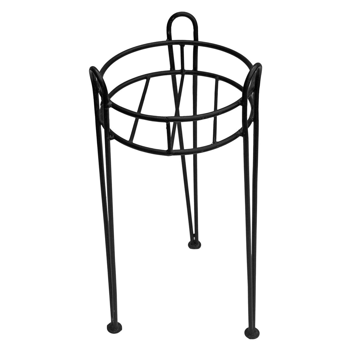Green Touch Iron Pot Stand, Black, 22 inches Height 10inch Diameter (Pack of 2)