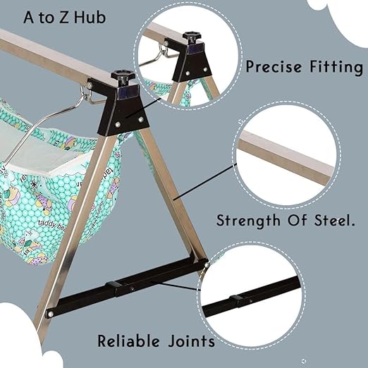 Green Touch  Baby Boy's and Girl's Portable Folding Swing Cradle/ghodiyu/parna/jhula, with Free Baby Cotton Hammock. (Super Folding Nri (Black))
