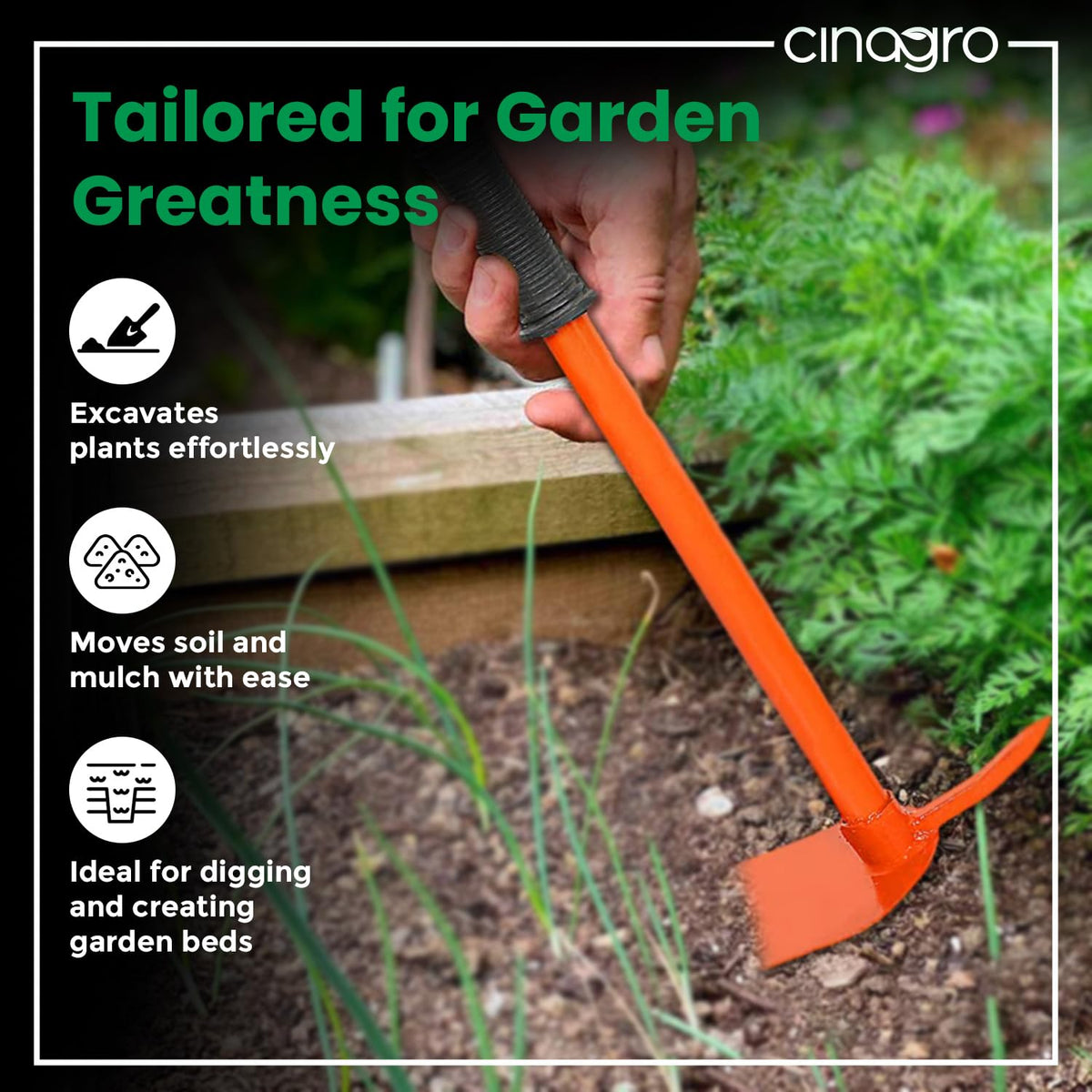 Green Touch Garden Hoe with Prong Garden Tool Kit, 17 inch