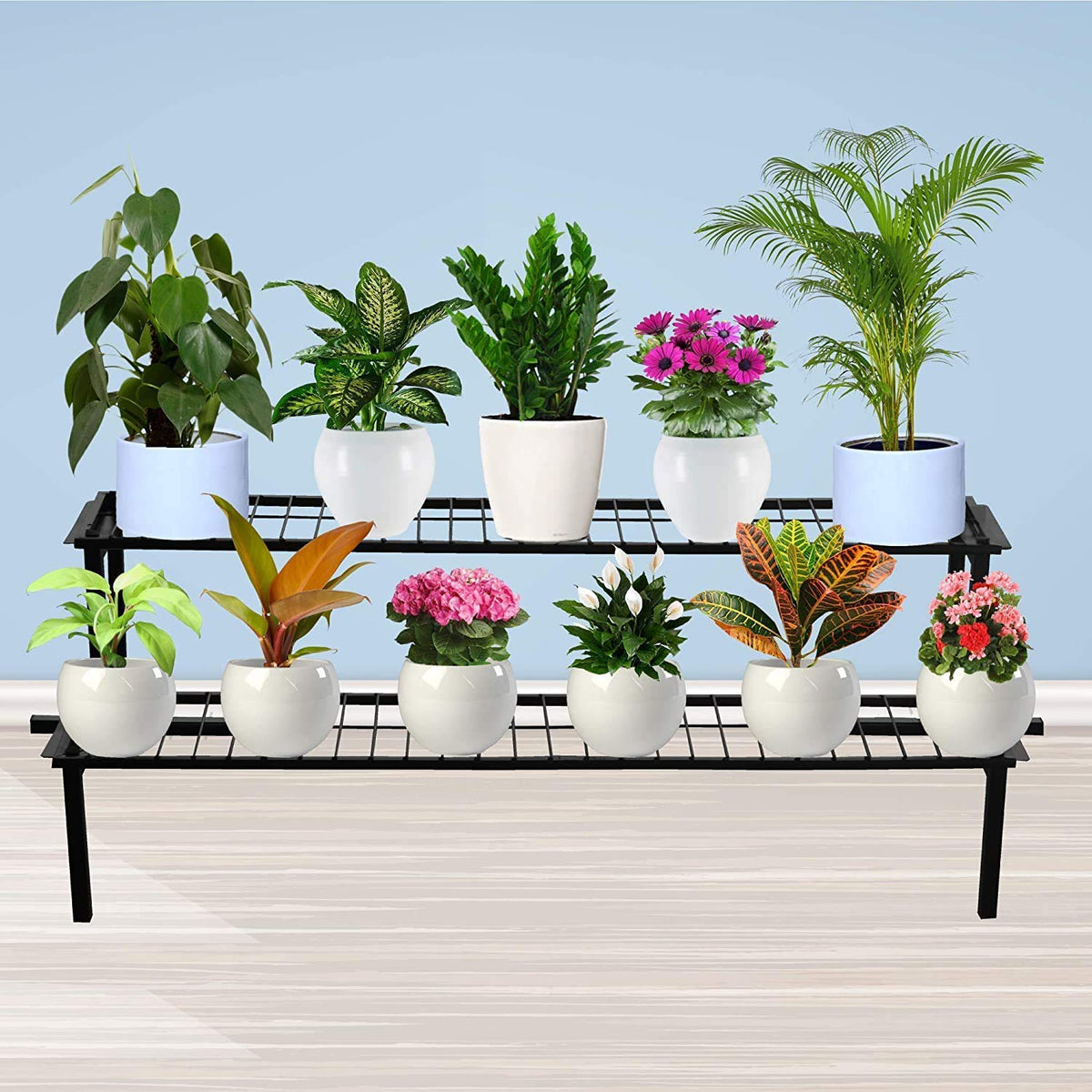 Green Touch Indian Two Tier (Step) Plant Stand and 18 Inch Cutter (Planter Stand/Gamala Stand/Garden Plant Stand for Indoor and Outdoor, Hedge Cutter, Garden Cutter)