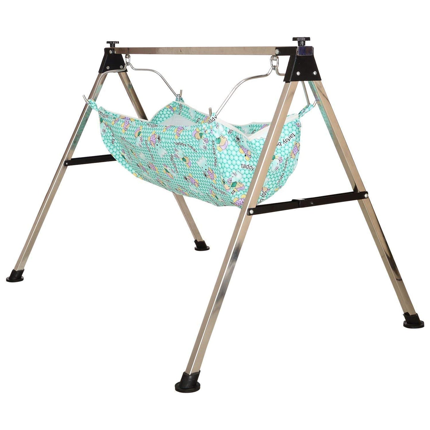Green Touch  Baby Boy's and Girl's Portable Folding Swing Cradle/ghodiyu/parna/jhula, with Free Baby Cotton Hammock. (Super Folding Nri (Black))
