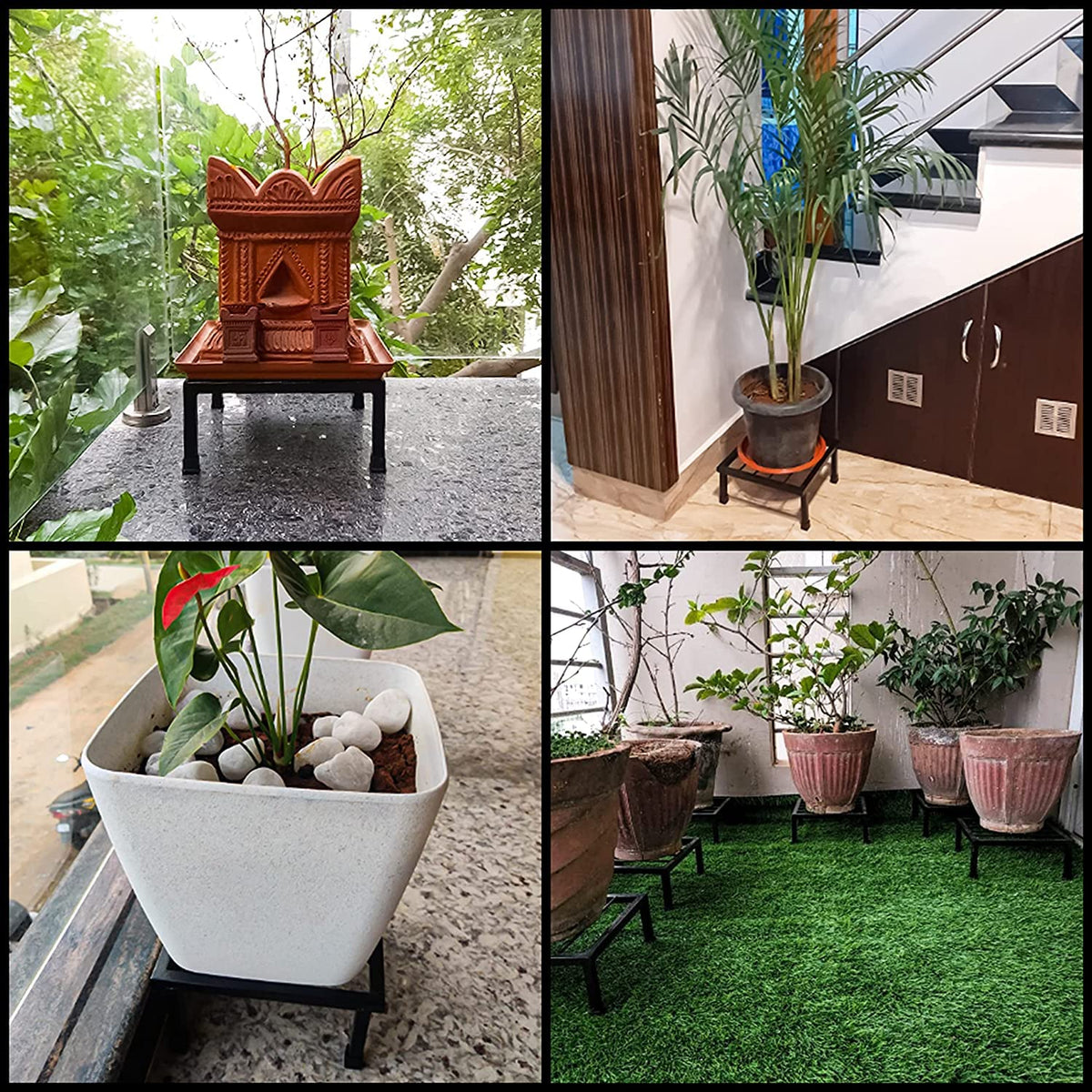green touch Pack of 4 Spe. Edition Decorative Planter Stand For Indoor and outdoor,Home,Kitchen,Terrace,Garden,Office,Schools,Hotel,restaurants,stands For Balcony garden Decore Items home office (Spe Edi 5)