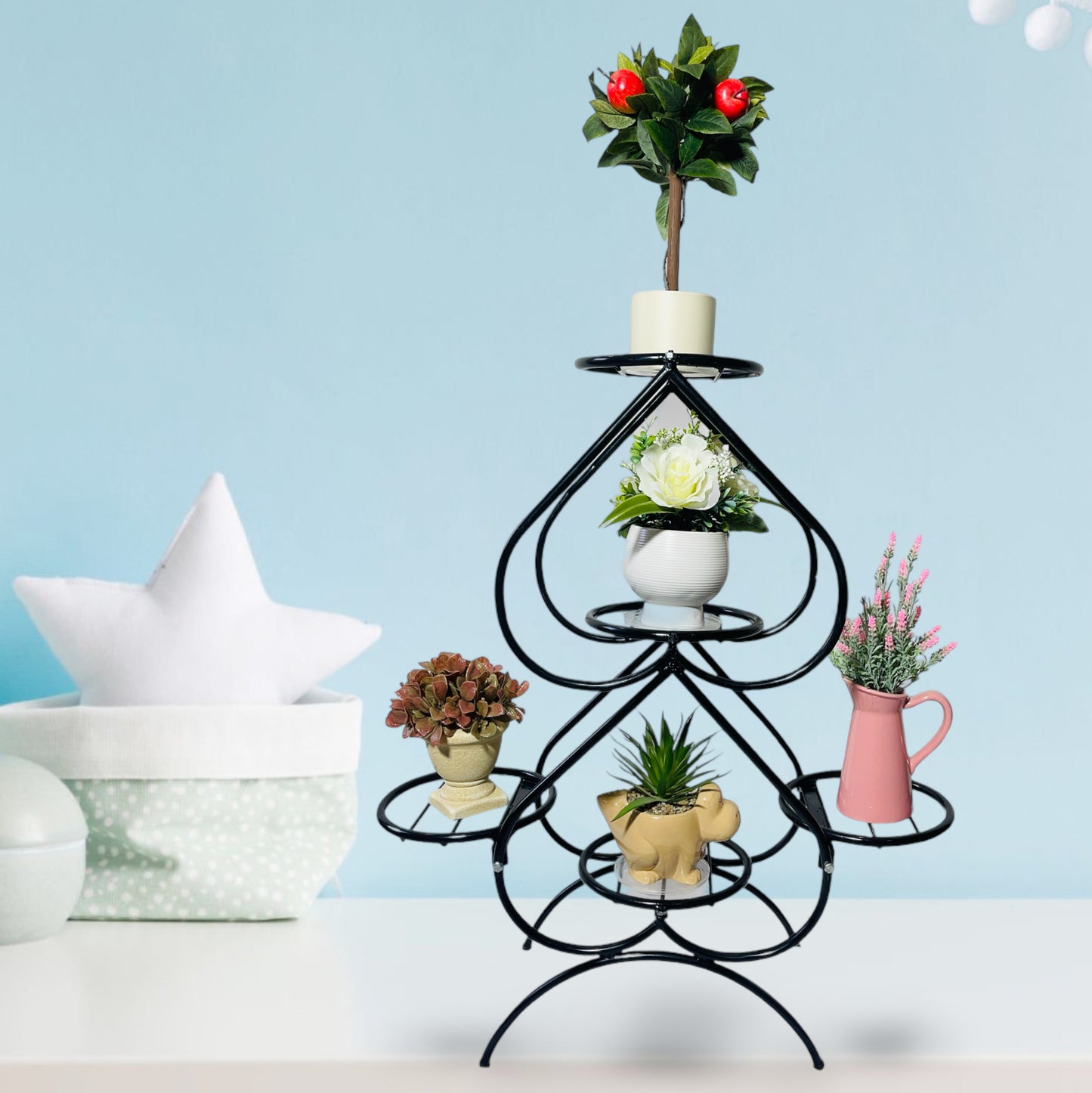 "Introducing Green Touch Exquisite Heart Design Flower Pot Stand: Elevate Your Space with Elegance and Style!"