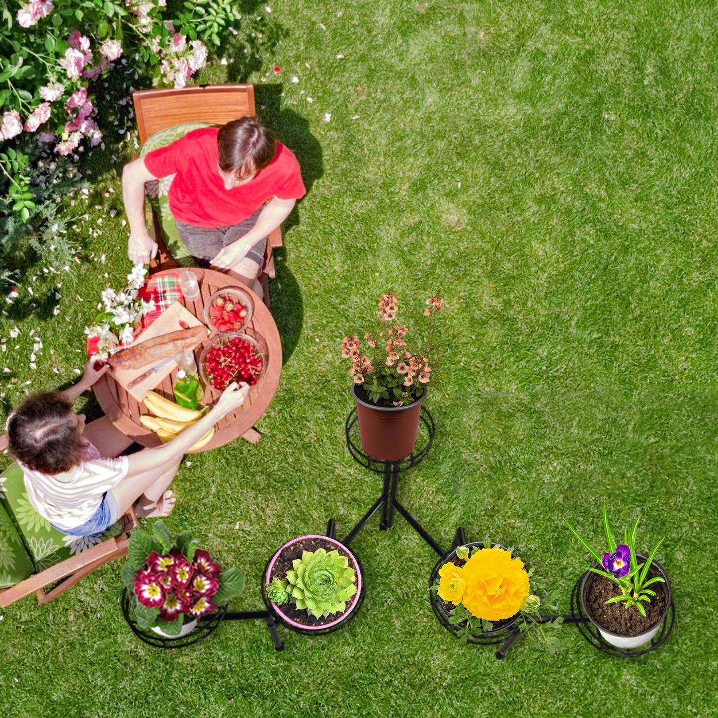 Adjustable Drone-Style Plant Stand – Innovative 5-in-1 Movable Shelf Design for Indoor & Outdoor Use (Corner & Free-Standing)