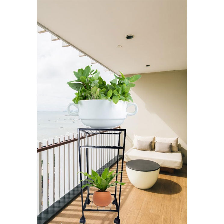 Green Touch  Stylish 360° Rolling Flower Pot Stand - Effortless Mobility, Sturdy Design for Indoor/Outdoor Plants. Space-saving Garden Essential!