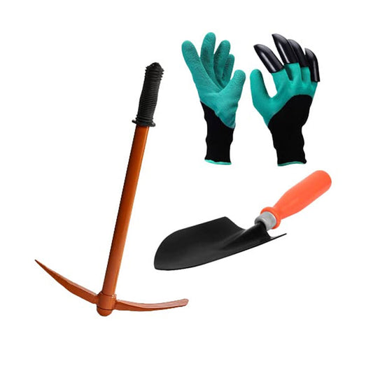 Green Touch  Pack of 3 Home Gardening Tools Items Combo, Gardening Tiller Digging Tool Trowel,Cutter,Gloves Garden Tool Kit,Gardening Tools Offers,Outdoor Home Gardening Tools Set(Combo Tools 7)