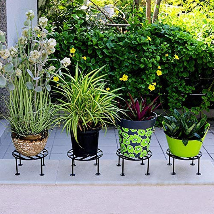 Green Touch Pack of 4 Iron Indoor/Outdoor Flower Pot/Plant Stand for Home Garden Balcony Living Room Decor(Black)