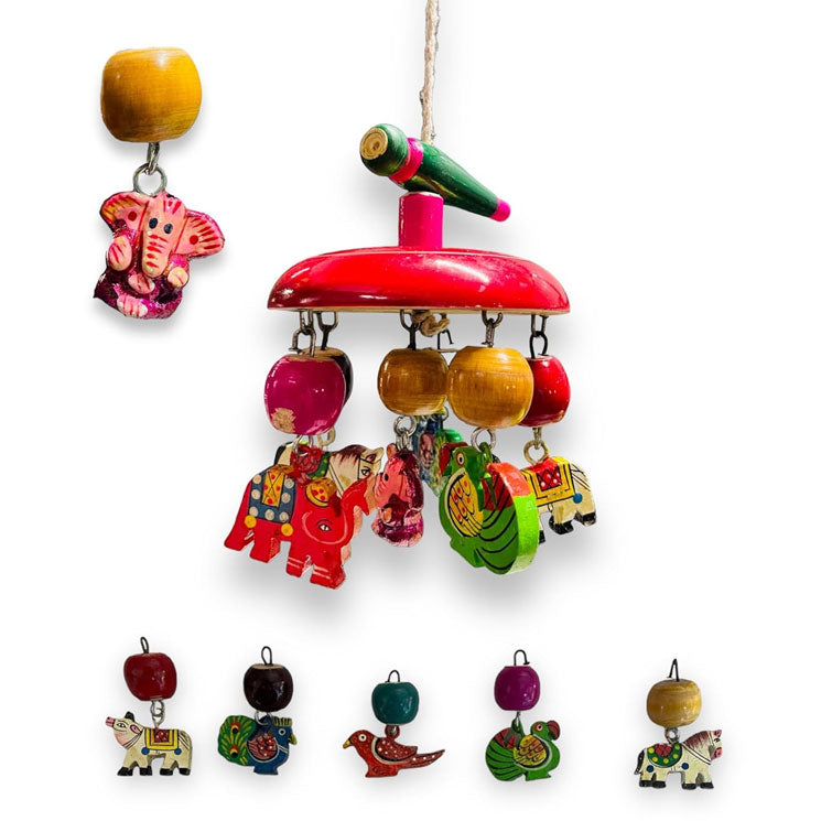 Green Touch  Wooden Hanging Toys for New Born Baby Rattle Crinkle Squeaky Toy Car Seat Stroller Toys Cradle/jhula/parna/Swing Hanging Toy for Infant Babies Boys and Girls (Pattern 3)