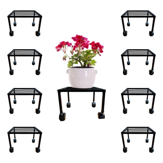 8-Pack Rolling Plant Stands, Black with Wheels, Perfect for Indoor/Outdoor Use