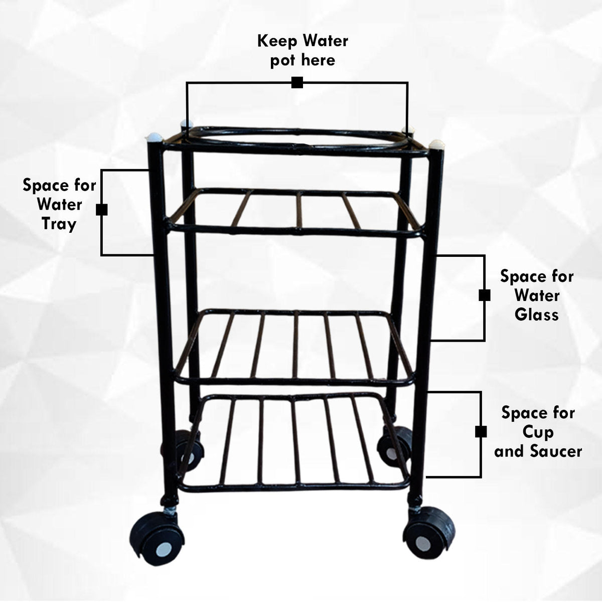 Heavy-Duty Multipurpose Matka Stand with Wheels,Matka stand for water pot Iron Kitchen Trolley  (Pre-assembled)