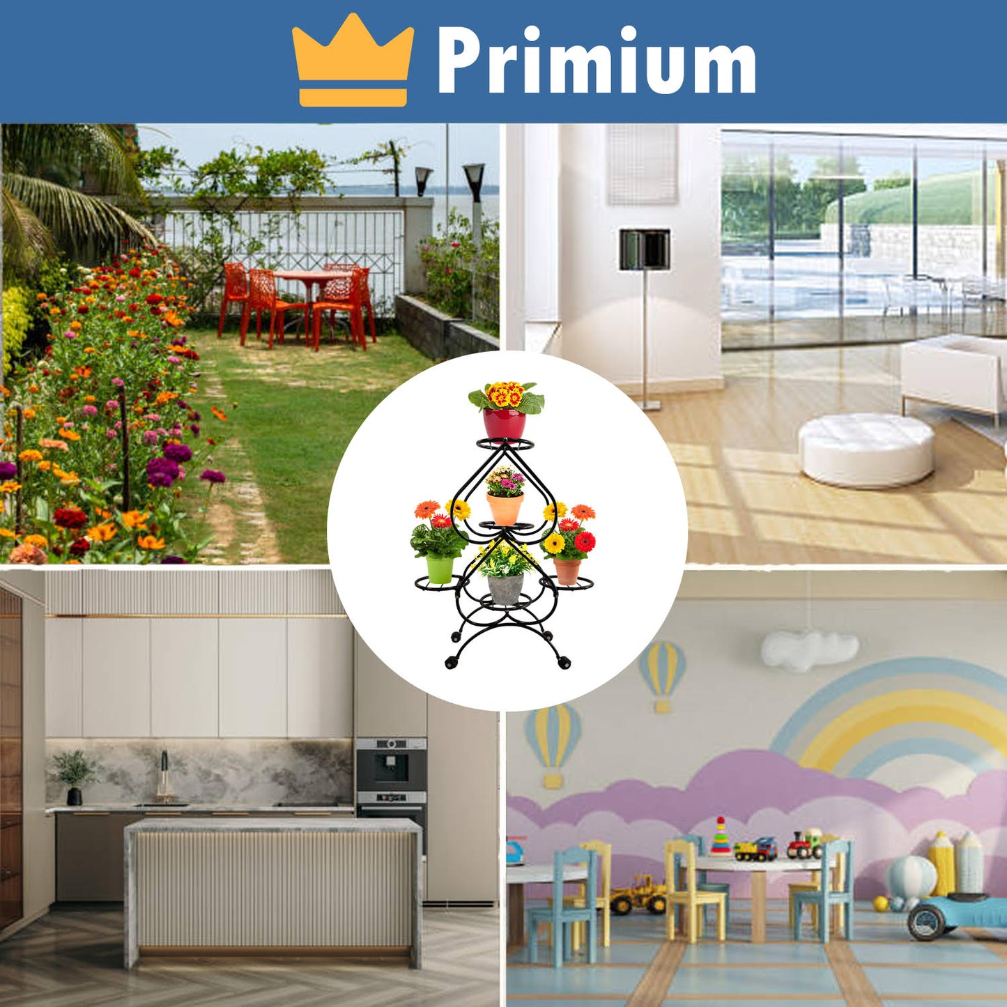 Heart-Shaped Multi-Tier Plant Stand with 360° Rolling Wheels,Indoor&Outdoor plant stand