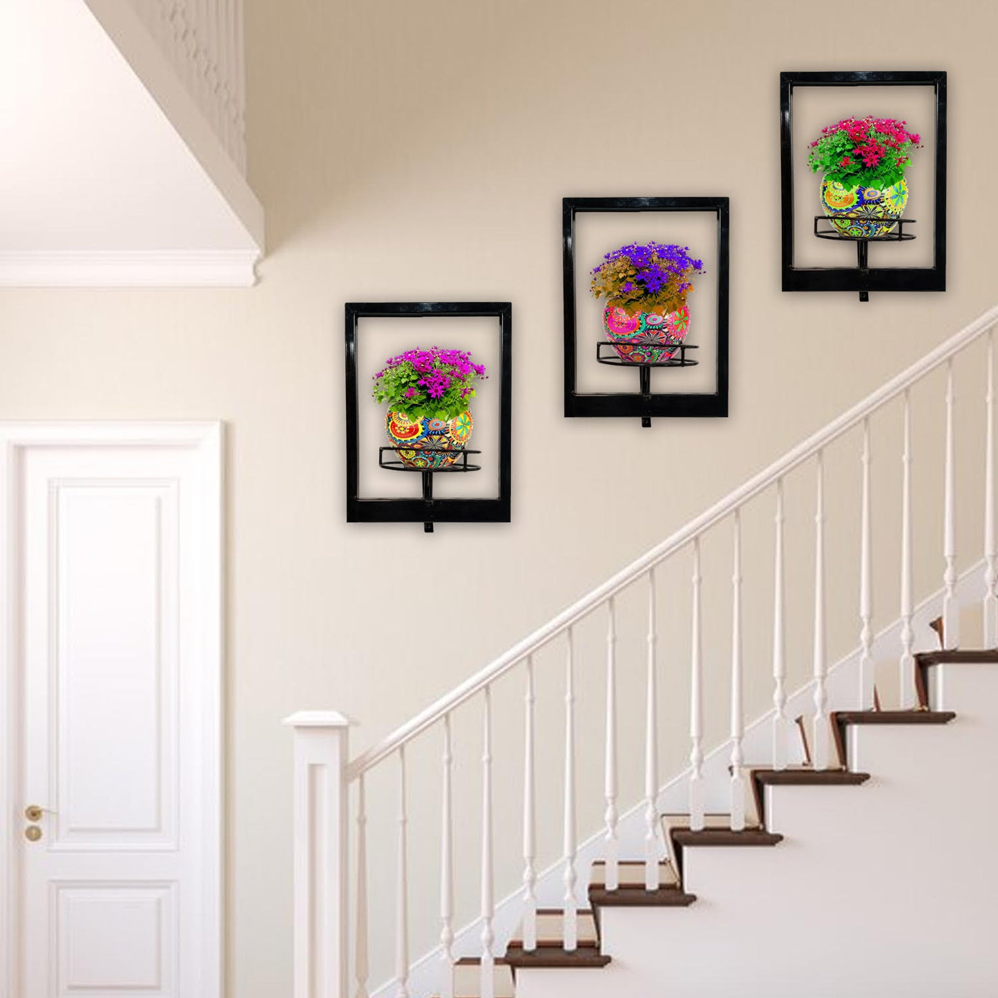 Pack of 3-Vibrant Wall-Mounted Plant Stand  for Indoor/Outdoor Decor,Gamla stand, tulsi pot stand,